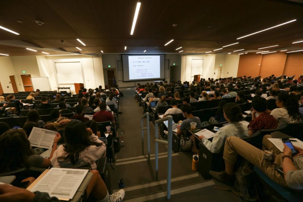 Harvey Mudd College Computer Science lecture hall with Webb students