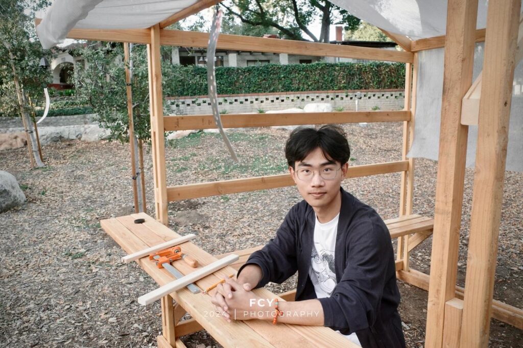 Michael Fu seated in Fabric Pavilion